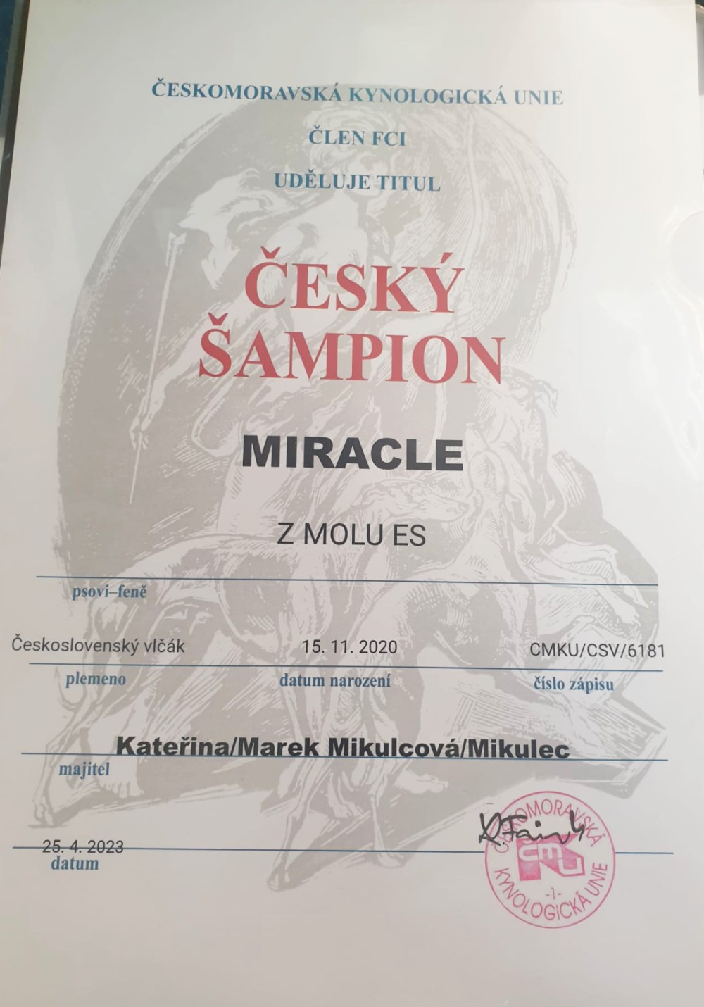 Česky šampion - Miracle z Molu Es