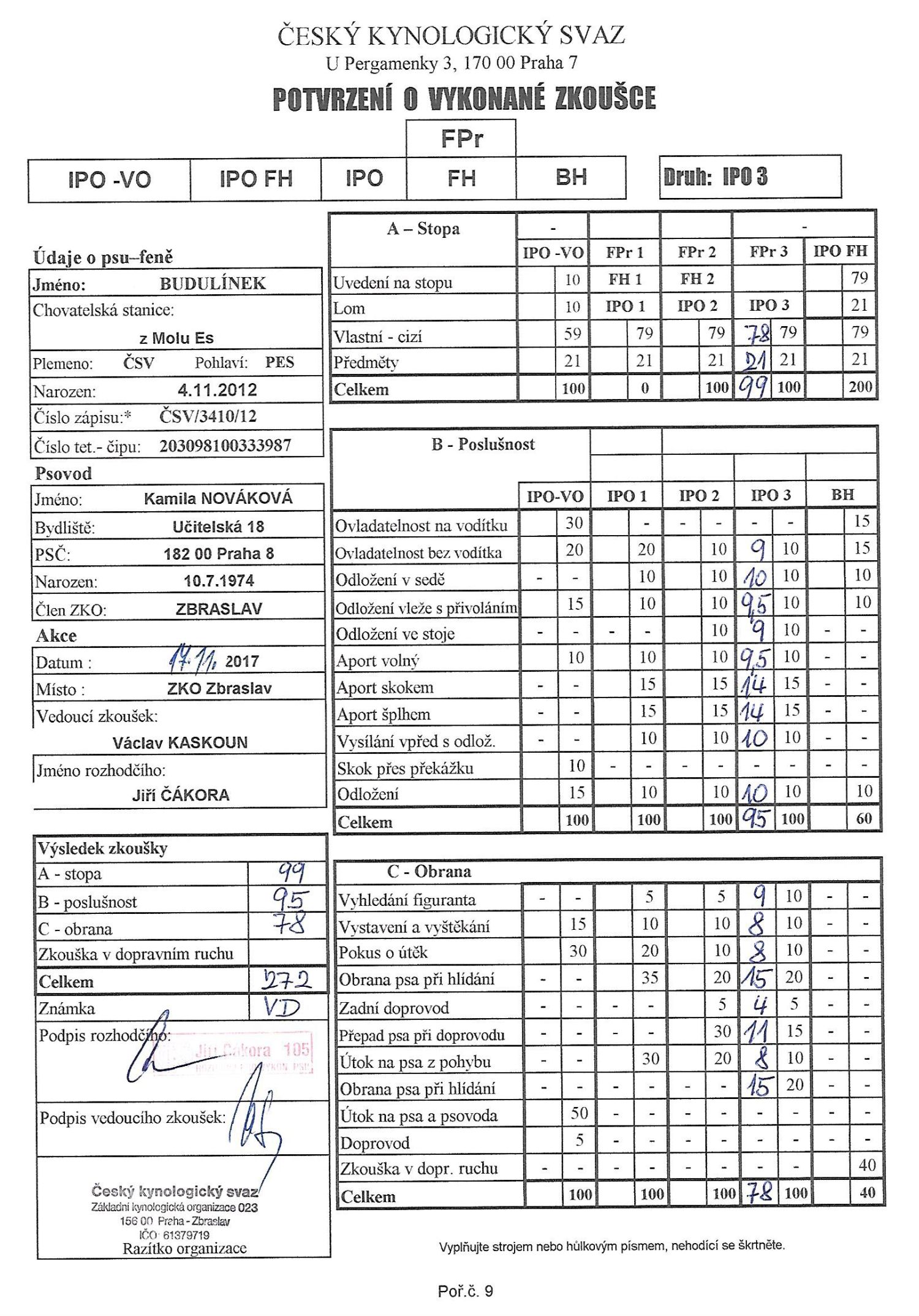 IPO III protokol Budulínek a Kamila