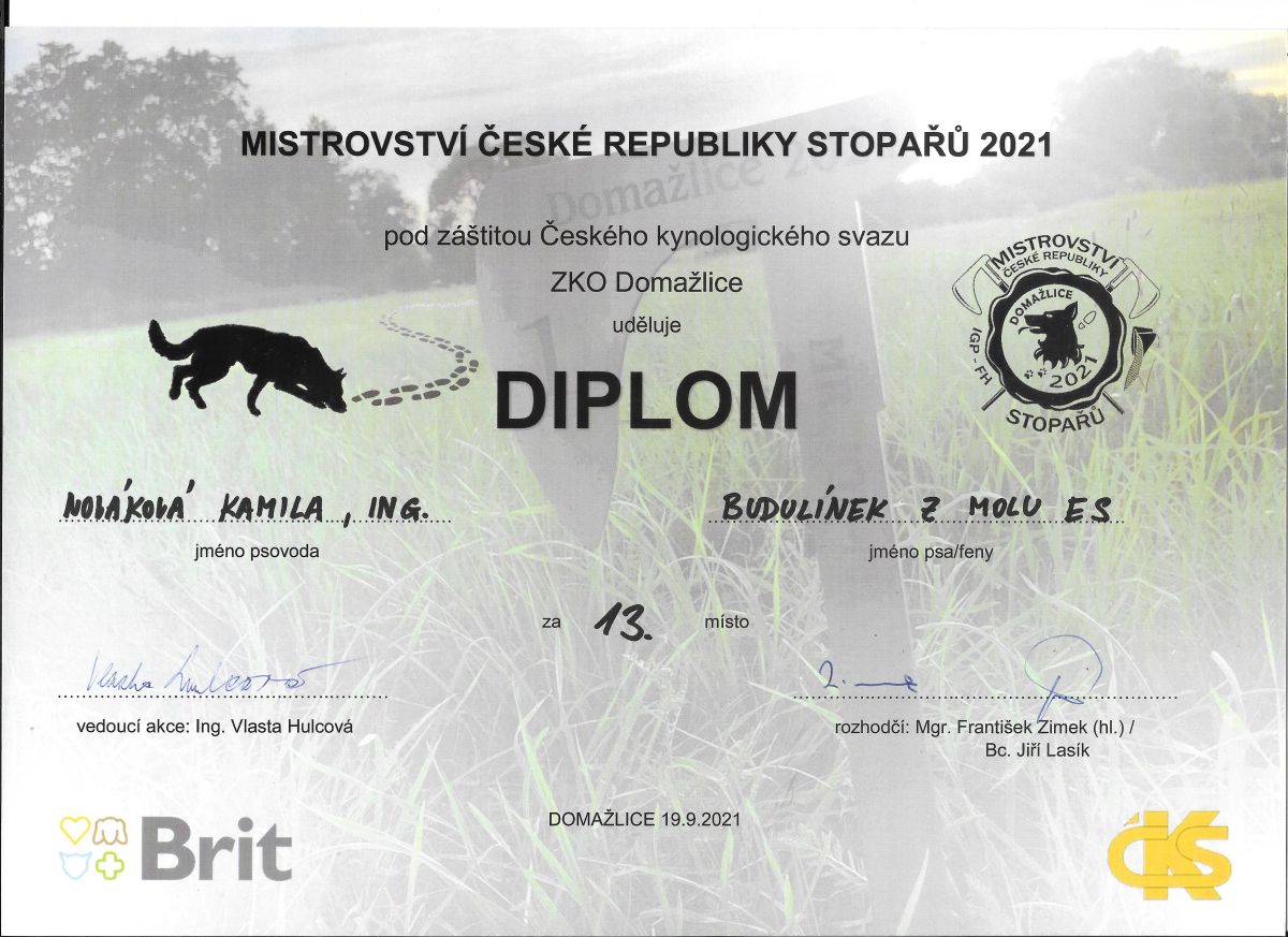 MČR - Budulinek 2021 - diplom